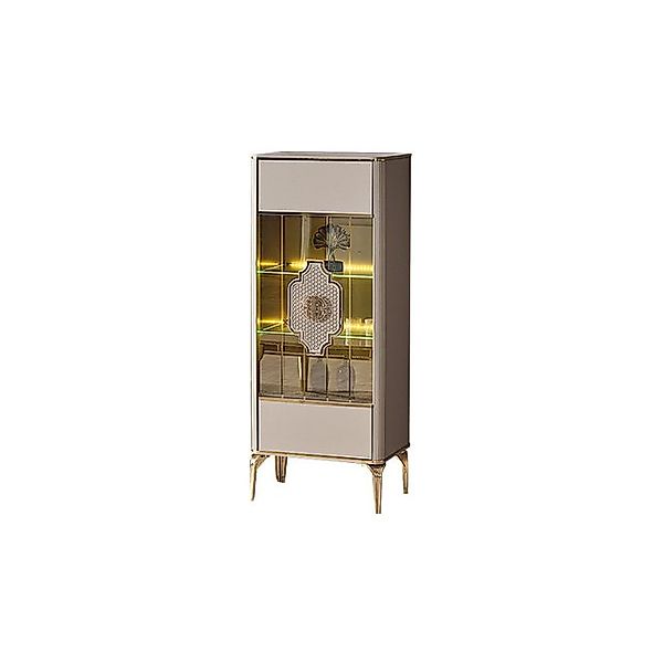 JVmoebel Vitrine Vitrine Schrank Holzschrank Beige Glasvitrine Holz Luxus G günstig online kaufen