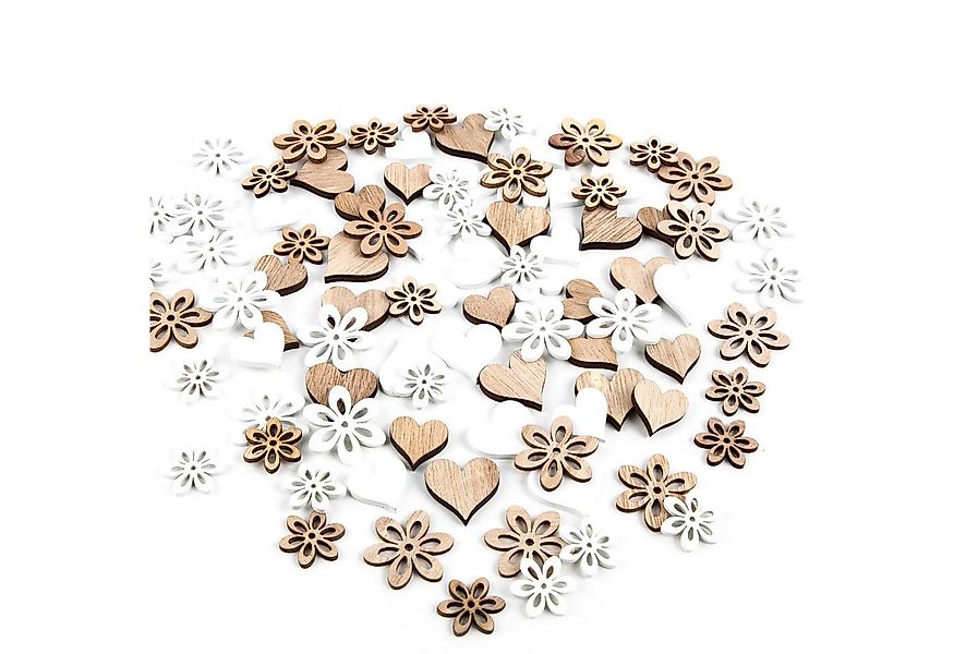 Logbuch-Verlag Dekofigur Streudeko Set 40 Mini Herzen + 45 Blumen in Natur günstig online kaufen