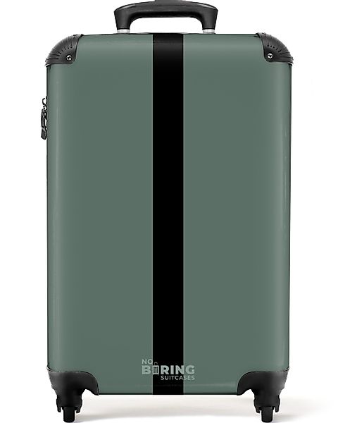 NoBoringSuitcases.com© Hartschalen-Trolley Grün mit schwarzem Streifen günstig online kaufen