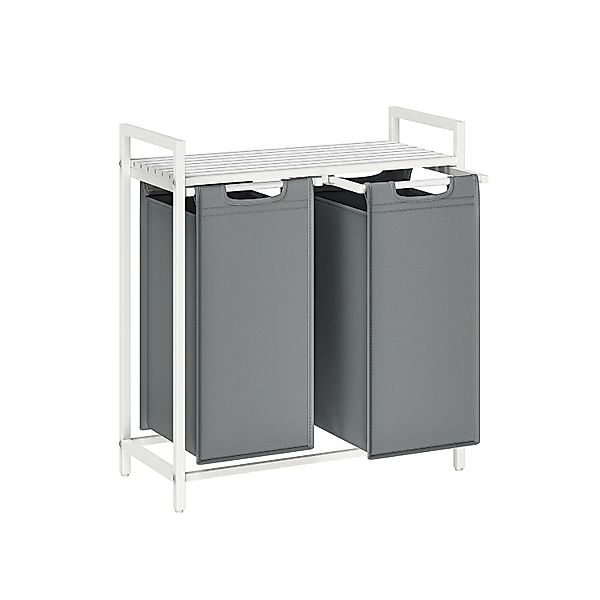 Vasagle Wäschekorb 2 Fächer 73 cm x 33 cm x 72 cm Weiß-Grau 92, günstig online kaufen