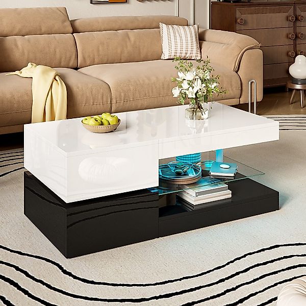 OKWISH Couchtisch Schwarz-Weiß-Design (Satztisch, Beistelltisch, 1-St., günstig online kaufen