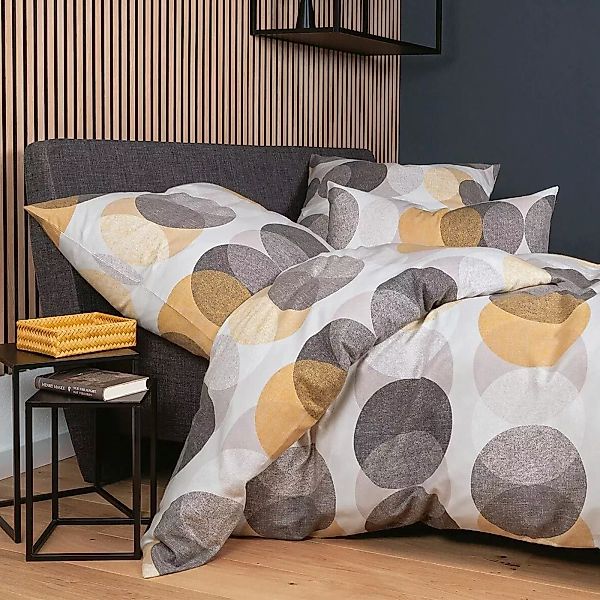 Janine Flanell Bettwäsche Chinchilla S 78062-7 Kreise taupe 135x200 günstig online kaufen