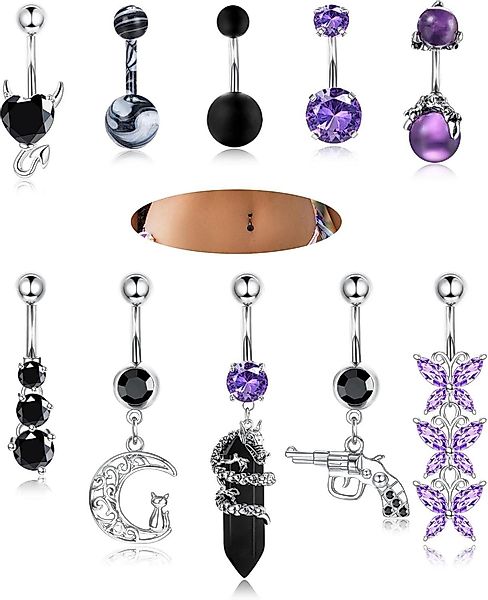 Adramata Bauchnabelpiercing-Set 10er Set Bauchnabelpiercing 14G günstig online kaufen