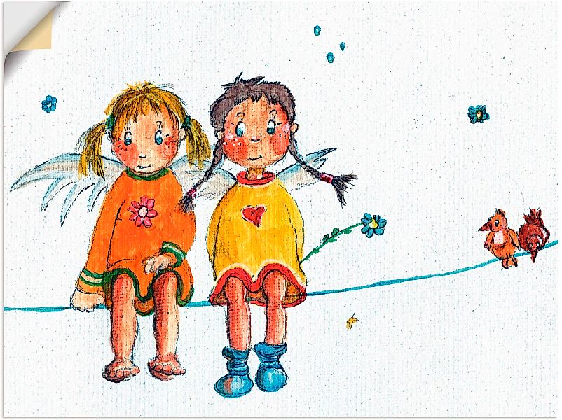 Artland Wandbild "Zwei Engelchen sitzen auf Wäscheleine", Kinder, (1 St.), günstig online kaufen