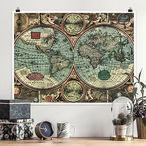 Poster Stadt-, Land- & Weltkarten - Querformat Die alte Welt günstig online kaufen
