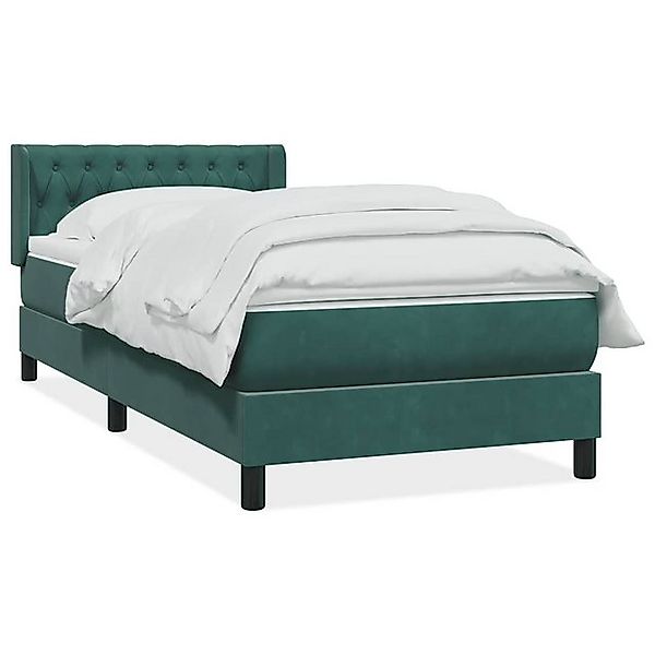 vidaXL Boxspringbett, Boxspringbett mit Matratze Dunkelgrün 100x210 cm Samt günstig online kaufen