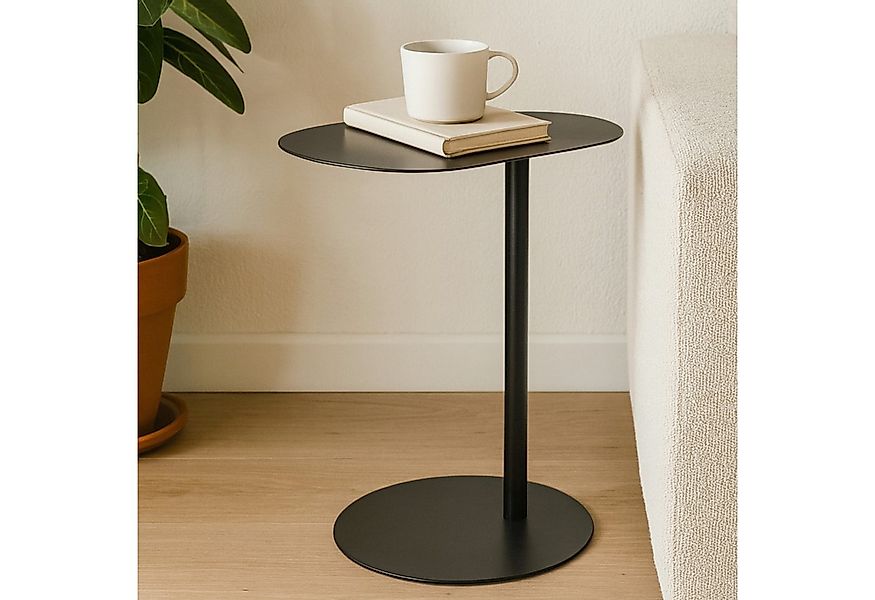 Koopman Beistelltisch Sofatisch Metalltisch Oval 53x35x25 cm Beige / Schwar günstig online kaufen