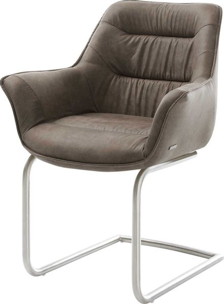 DELIFE Polsterstuhl Kaira-Flex, Freischwinger rund Edelstahl günstig online kaufen