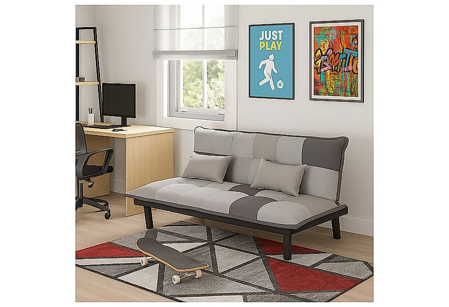 HTI-Living Sofa Couch Karo mit Schlaffunktion Grau, Stück 1 Teile, Sofa Sch günstig online kaufen