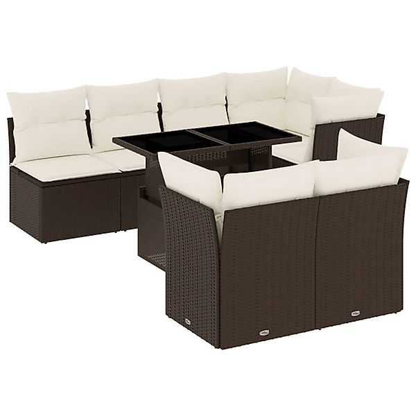 vidaXL 8-tlg Garten-Sofagarnitur mit Kissen Braun Poly Rattan Modell 4 günstig online kaufen