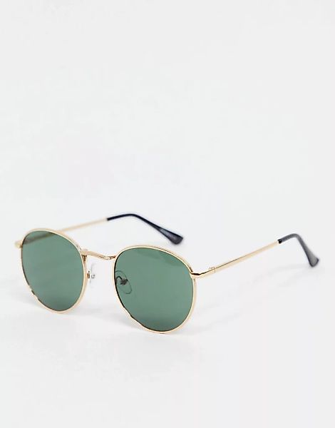 My Accessories London – Runde Sonnenbrille mit schwarzen Gläsern-Goldfarben günstig online kaufen