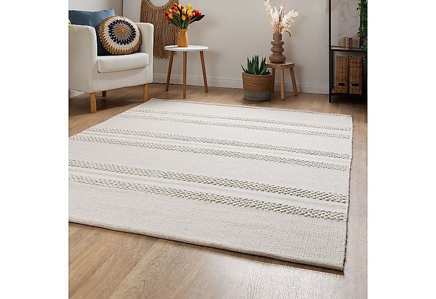 Steffensmeier Wollteppich Habo Breite Streifen, Rechteckig, Handwebteppich, günstig online kaufen