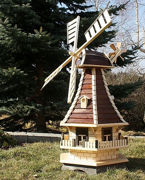 Holzdekoladen Deko-Windrad 1,30 m XL Holzwindmühle mit Solarbeleuchtung Typ günstig online kaufen