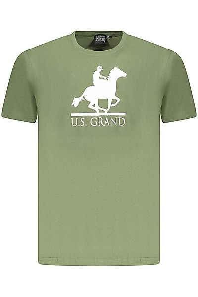 U.S. GRAND POLO T-Shirt Herren Kurzarm T-Shirt Grün mit Rundhals und günstig online kaufen