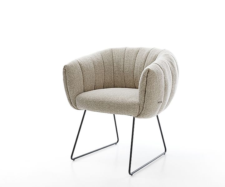 Esszimmerstuhl Jada-Flex Webstoff Soft Beige Kufengestell Schwarz Taschenfe günstig online kaufen