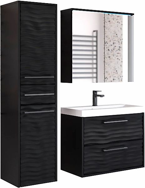 welltime Badmöbel-Set "Canada - Fronten mit Wellenstruktur" Komplett-Set, F günstig online kaufen