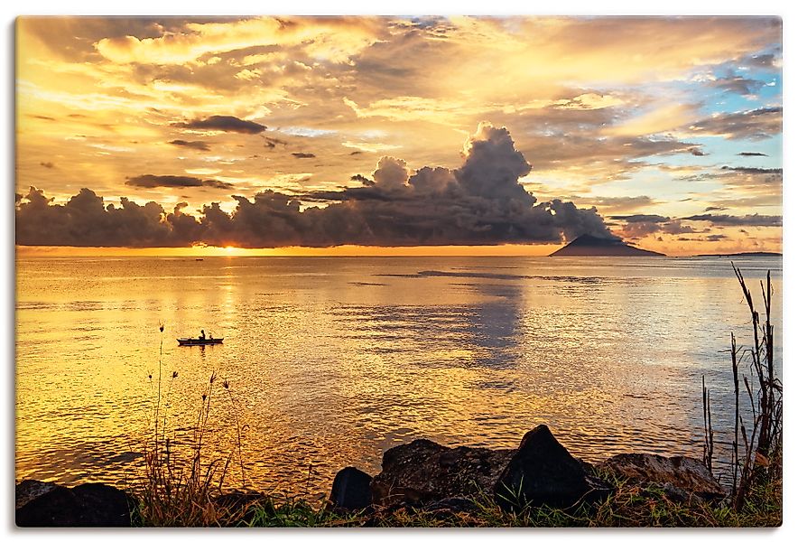 Artland Leinwandbild »Sonnenuntergang mit einem Boot« Sonnenaufgang & -unte günstig online kaufen