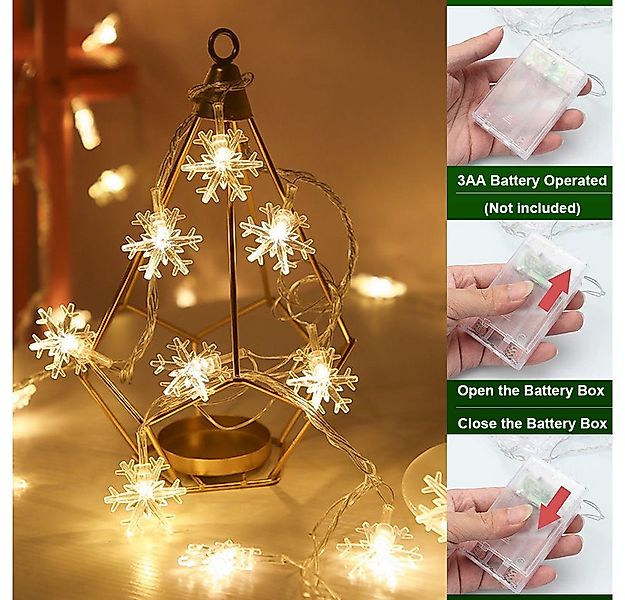 Qualra LED-Lichterkette 2/3 Stück LED Schneeflocke Lichterkette 20/40LEDs B günstig online kaufen