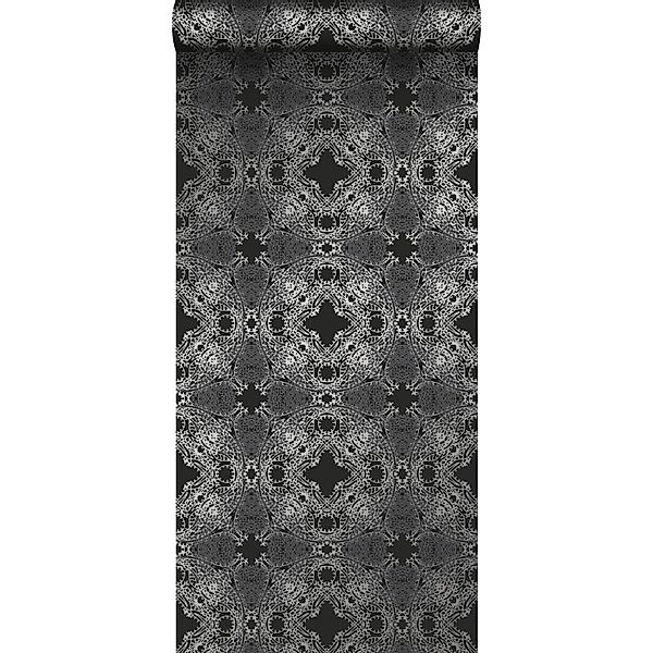 Origin Luxury Wallcoverings Tapete Grafische Form Schwarz Und Silber 53 Cm günstig online kaufen