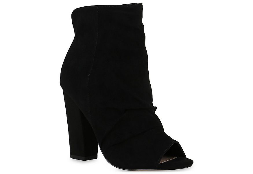 VAN HILL 840710 Winterstiefelette Damen Peeptoes Stiefeletten Blockabsatz B günstig online kaufen