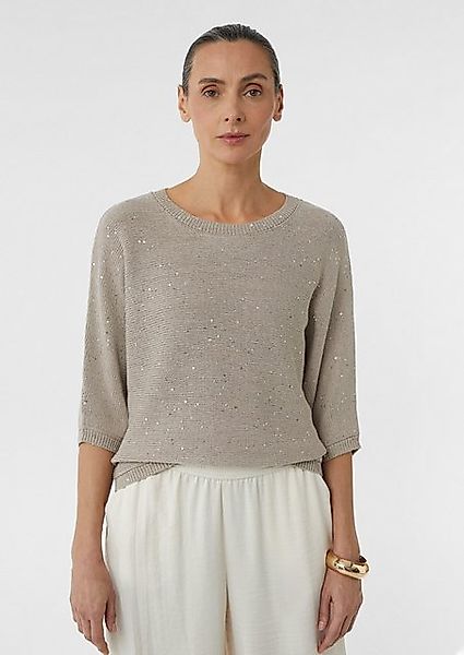 Comma Kurzarmshirt Strickpullover mit Pailletten günstig online kaufen