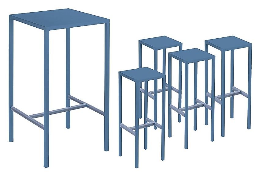 Set Bartisch mit 4 Barhockern Seaside blau günstig online kaufen