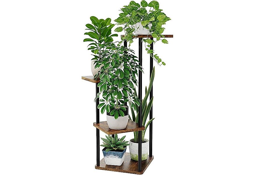 zggzerg Blumenständer Pflanzenständer Metall Schwarz Pflanzenregal mit 4 Et günstig online kaufen