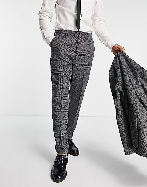 Selected Homme – Anzughose mit schmalem, kurzem Schnitt und grauem Fischgrä günstig online kaufen