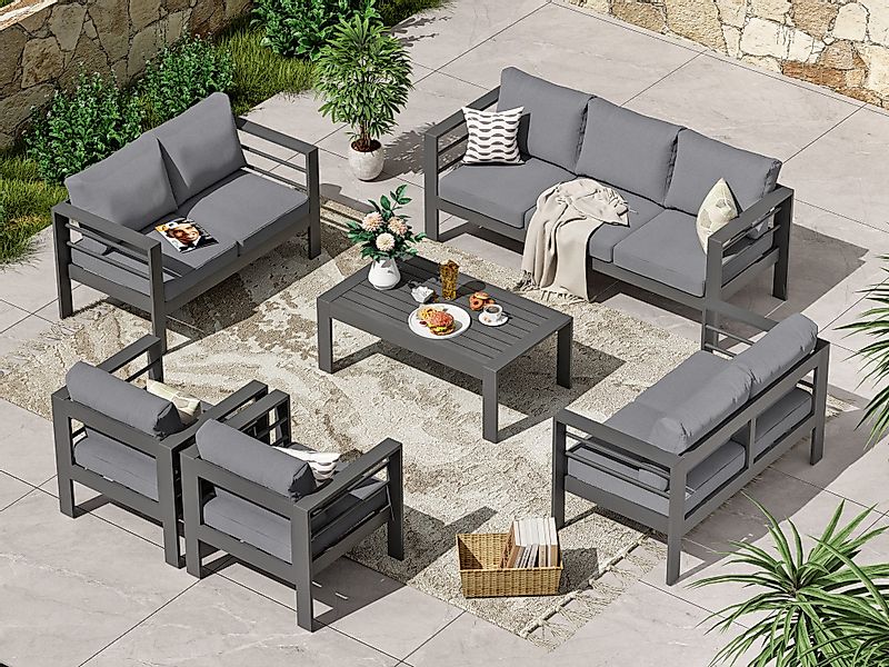 MeXo Gartenlounge-Set XXL Gartenmöbel Set Aluminium günstig online kaufen