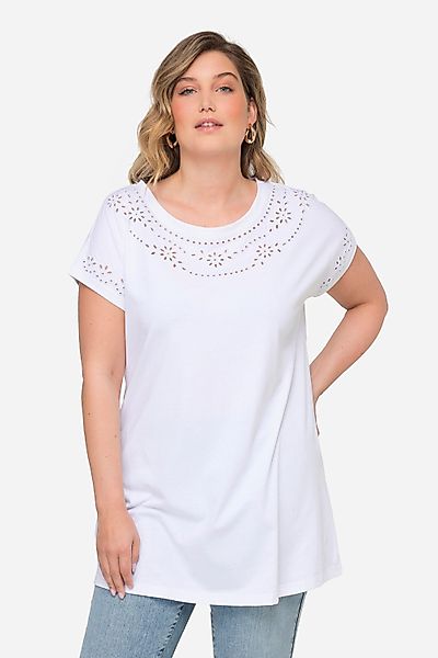 MIAMODA T-Shirt T-Shirt oversized Loch-Stickereien Rundhals günstig online kaufen