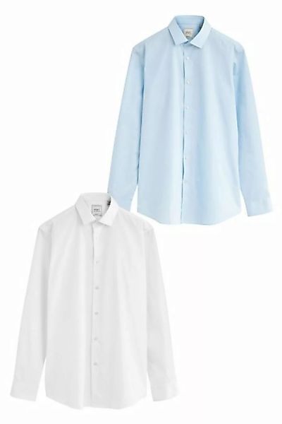 Next Langarmhemd Slim-Fit Hemden mit Sportmanschette, 2er-Pack (2-tlg) günstig online kaufen