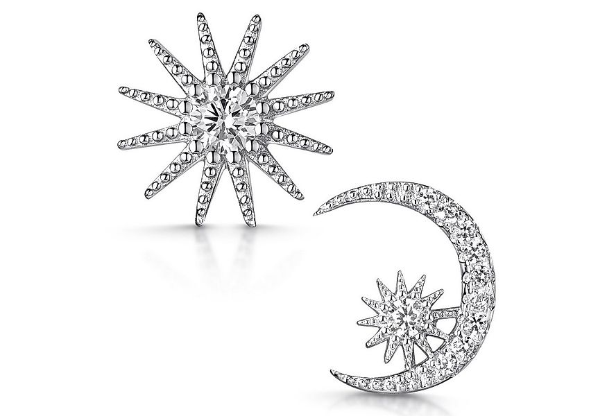 Materia Paar Ohrstecker Damen Sonne Mond Sterne Zirkonia SO-106, 925 Sterli günstig online kaufen