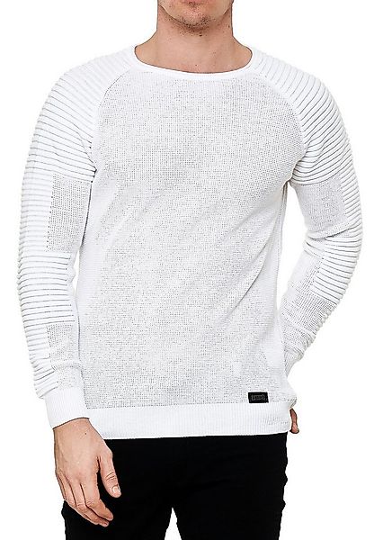 R-NEAL Rundhalspullover Fein-Strick Slim-Fit Biker Strick-Pullover Gerippte günstig online kaufen