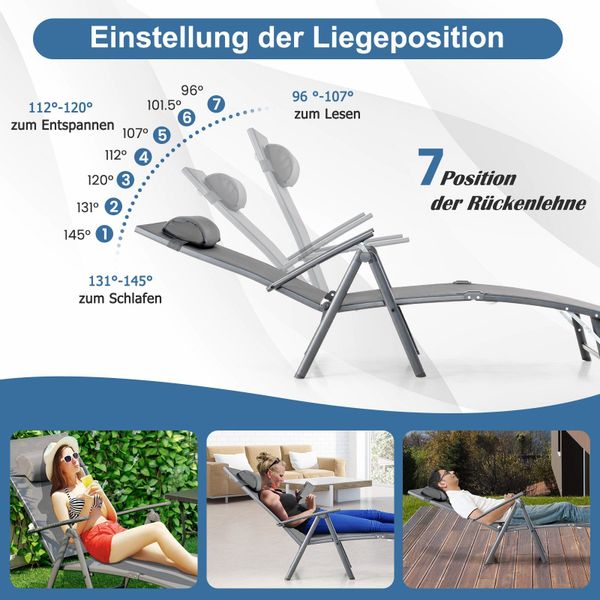 COSTWAY Gartenliege Sonnenliege, klappbar, 7-fach verstellbar, günstig online kaufen