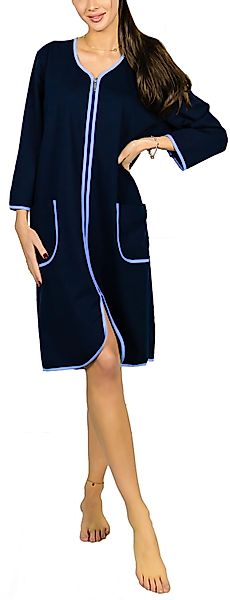 Aquarti Damenbademantel Damen Bademantel Morgenmantel Reißverschluss günstig online kaufen