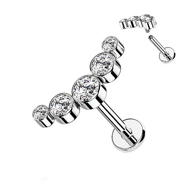 Taffstyle Piercing-Set Piercing Ohr Bogen flach 5 Kristalle Silber Clear 1, günstig online kaufen