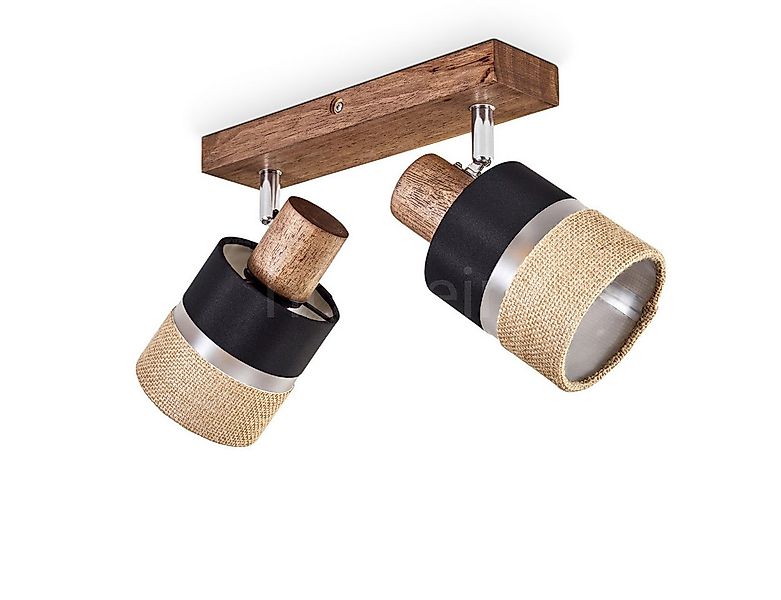 hofstein Deckenleuchte Deckenlampe aus Holz/Metall/Leinen in Dunkelbraun/Ch günstig online kaufen