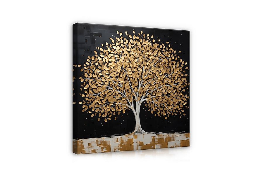 Wallarena Leinwandbild Baum Gold Abstrakt Modern XXL Leinwandbilder Bilder günstig online kaufen