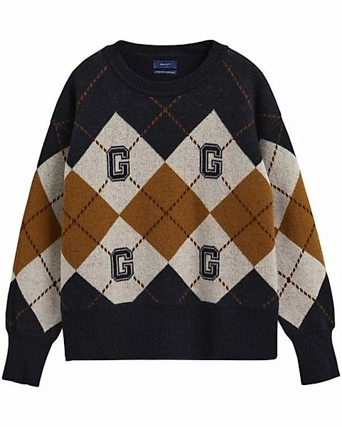 Gant Strickpullover Rundhals-Pullover mit Argyle-Muster günstig online kaufen