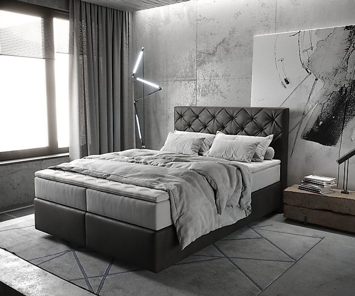 DELIFE Boxspringbett Dream-Great, Mikrofaser Anthrazit Vintage günstig online kaufen
