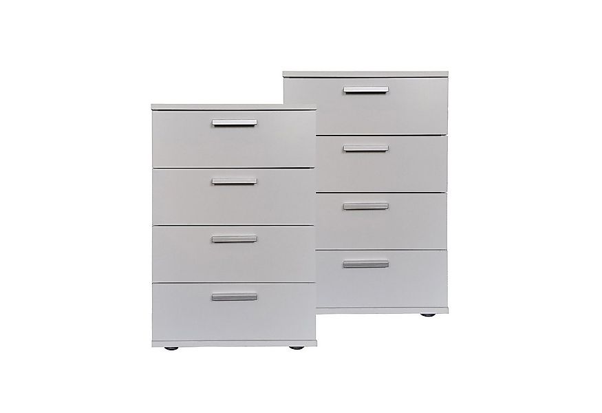 HTI-Living Nachtschrank Nachtkommode 4 Schubladen Nina Weiß 2er-Set (Set, 2 günstig online kaufen