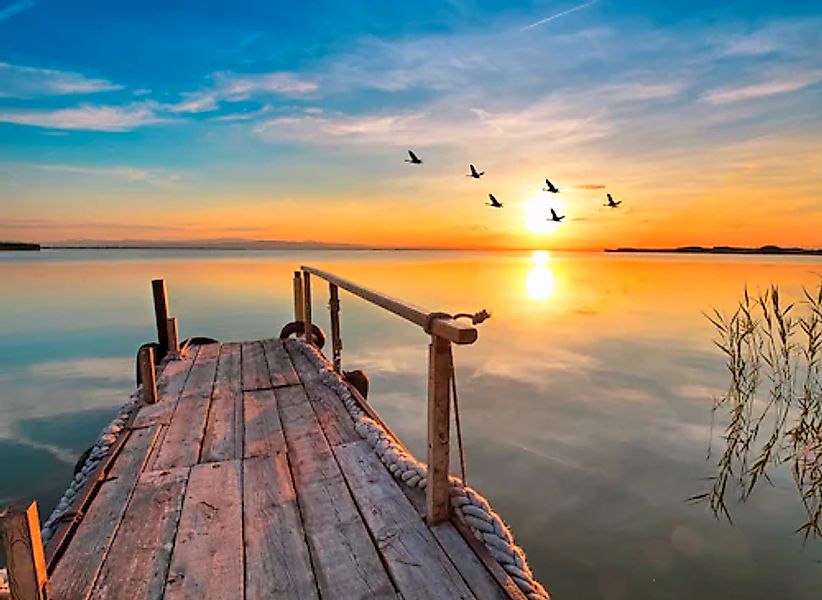 Papermoon Fototapete »Sunset Pier« glatt günstig online kaufen