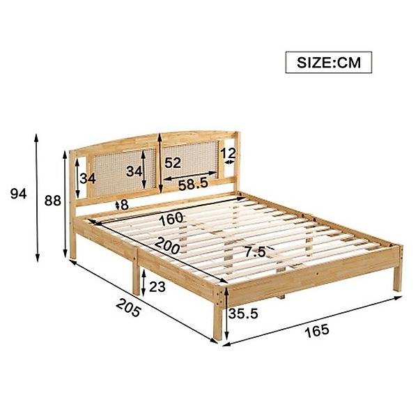 XDeer Jugendbett Doppelbett, Rattanbett, Jugendbett Erwachsenenbett, Rattan günstig online kaufen