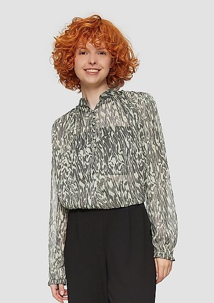 QS Langarmbluse Bluse Transparente Bluse mit All-over-Print günstig online kaufen