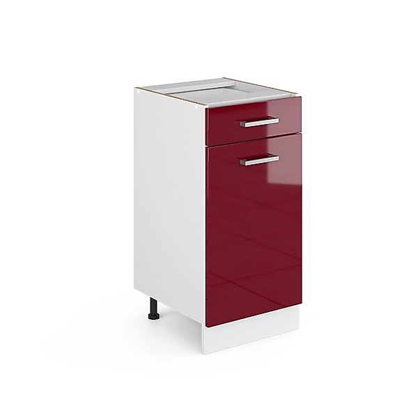 Vicco Küchenunterschrank R-Line Bordeaux Hochglanz/Weiß 40 cm ohne Arbeitsp günstig online kaufen