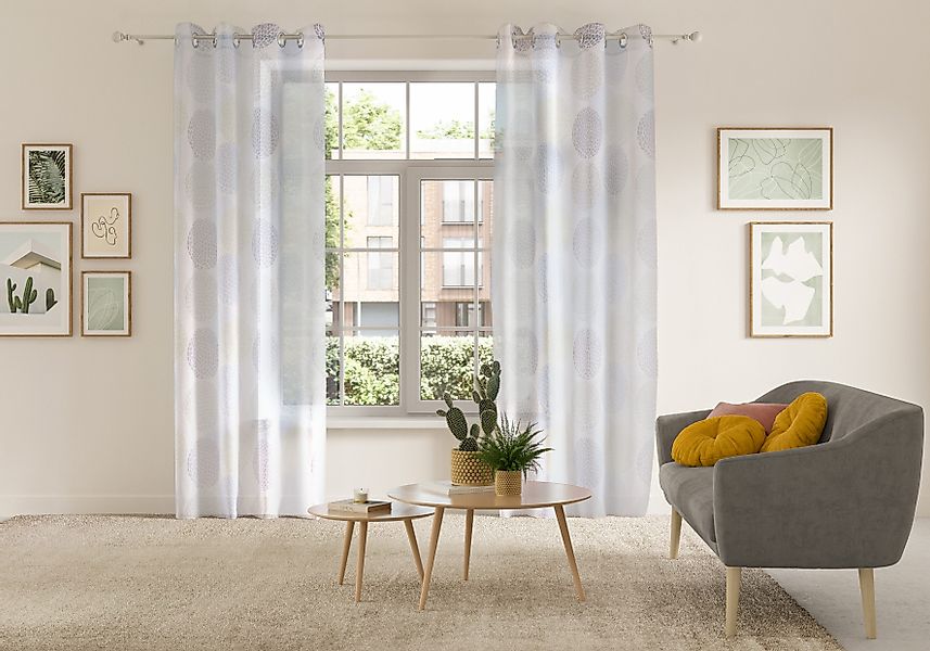 my home Gardine "BELEM" Ösen 1 Stk. tlg. 1 Schal, Polyester, Kreise günstig online kaufen