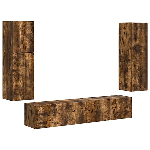 vidaXL TV-Schrankset 4-Tlg Geräucherte Eiche Holzwerkstoff 3409038 günstig online kaufen