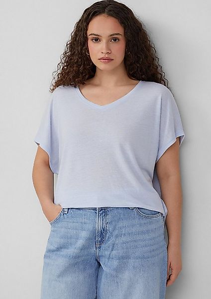 QS Kurzarmshirt T-Shirt Locker geschnittenes T-Shirt aus Leinenmix günstig online kaufen