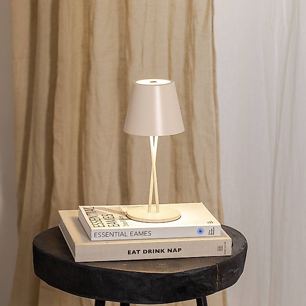 Lindby LED-Akkutischleuchte Janea, CROSS, beige, Metall günstig online kaufen