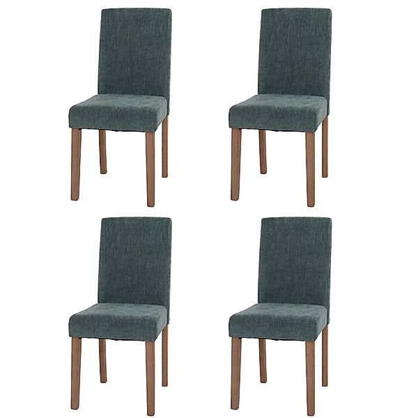 MCW Esszimmerstuhl Littau Chenille 4er-Set Grün Naturfarbene Beine günstig online kaufen